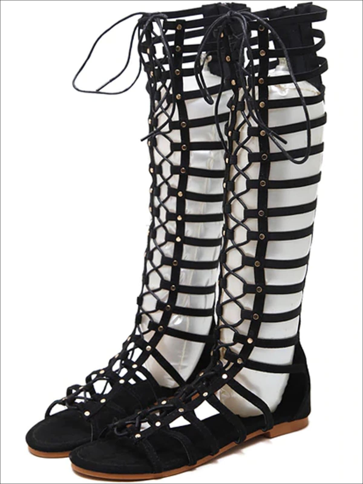 Women's Knee High Lace Up Gladiator Sandals - Mia Belle Girls