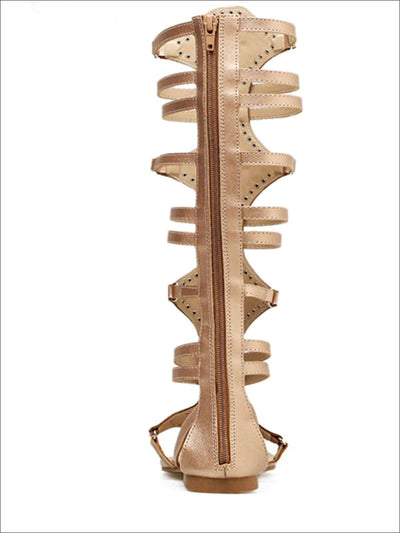 Womens Knee Length Embellished Gladiator Sandals - Womens Sandals