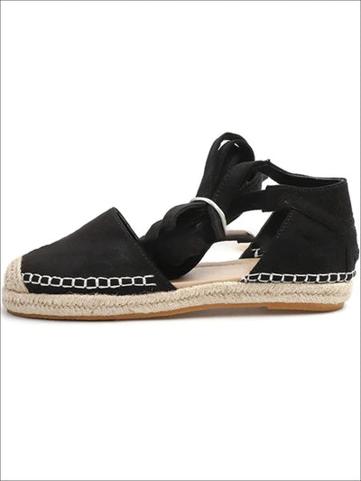 Womens Lace Up Espadrilles - Black / 5 - Womens Shoes