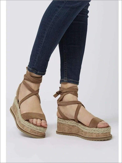 Womens Lace Up Espadrilles Platform Sandals - Womens Sandals