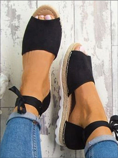 Womens Lace Up Platform Sandals By Liv and Mia - Womens Flats