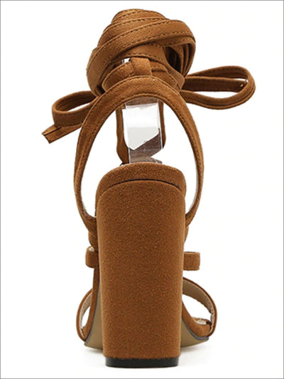 Womens Lace Up Square Heeled Sandals - Womens Sandals