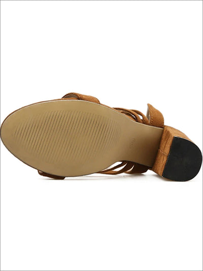 Womens Lace Up Square Heeled Sandals - Womens Sandals