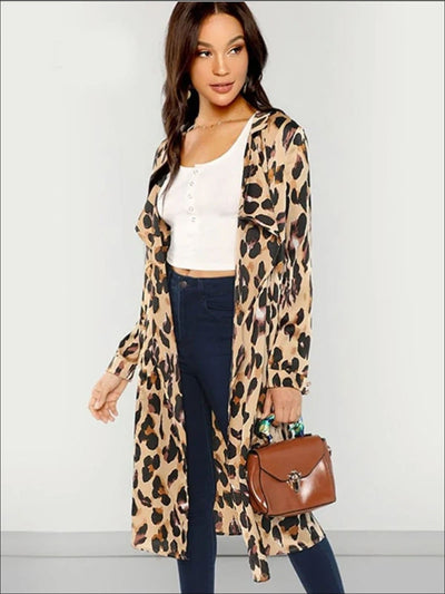Womens Long Sleeve Leopard Print Cardigan - Womens Outerwear