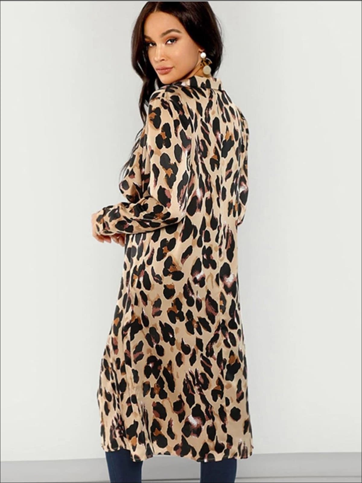 Womens Long Sleeve Leopard Print Cardigan - Womens Outerwear
