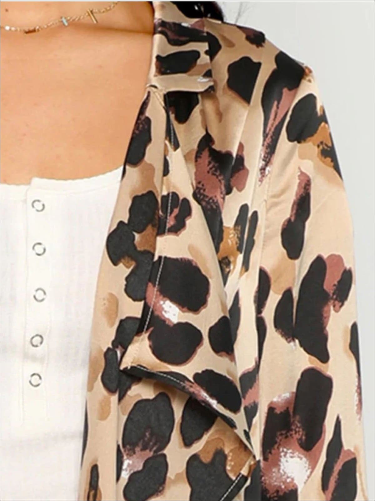 Womens Long Sleeve Leopard Print Cardigan - Womens Outerwear