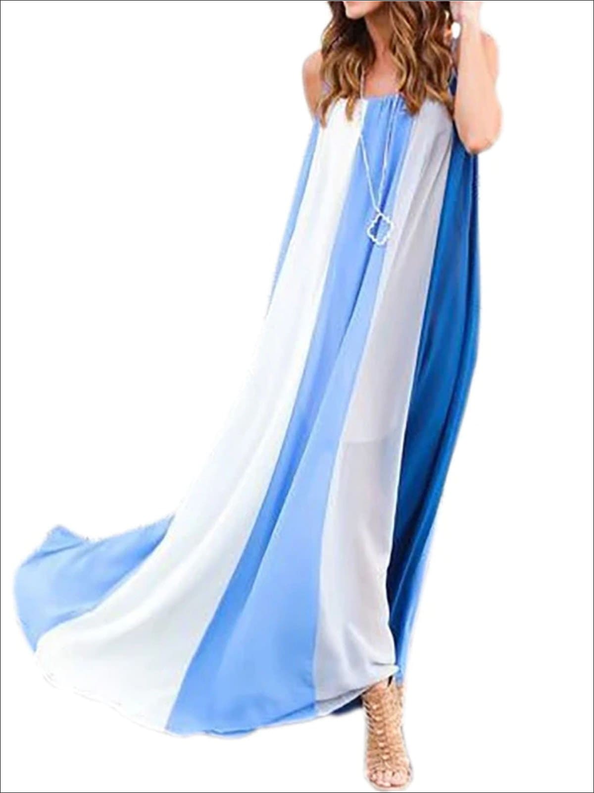 Womens Loose Striped Chiffon Maxi Dress - Womens Dresses