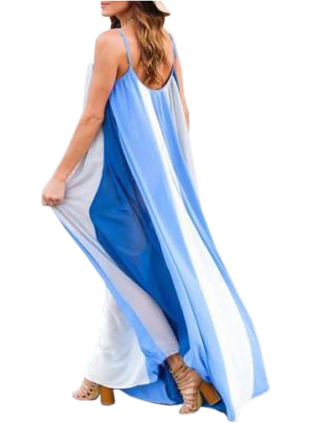 Womens Loose Striped Chiffon Maxi Dress - Womens Dresses