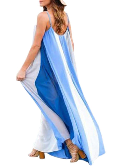 Womens Loose Striped Chiffon Maxi Dress - Womens Dresses