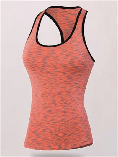 Womens Marled Racerback Active Top - Orange / S - Womens Activewear