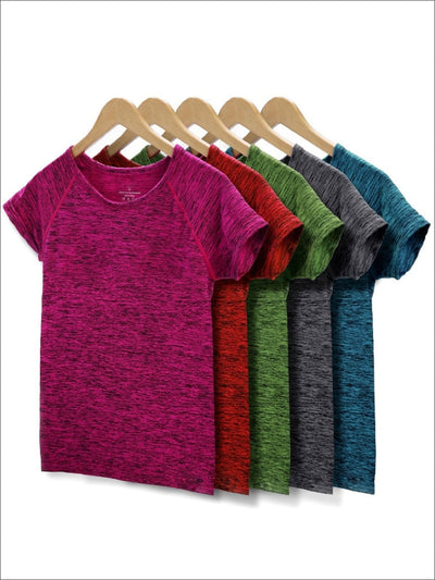 Womens Marled Short Sleeve Top & Leggings Set - Womens Activewear