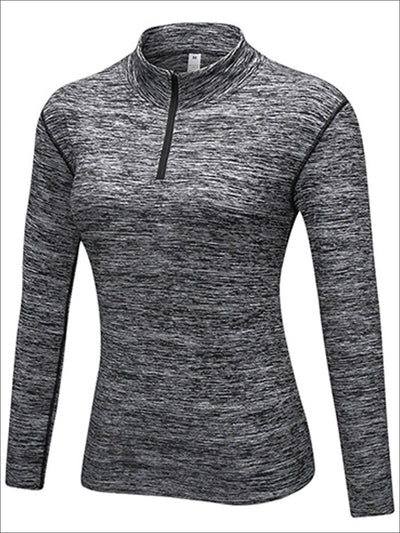 Womens Marled Zip Up Jacket - Dark Grey / S - Womens Activewear