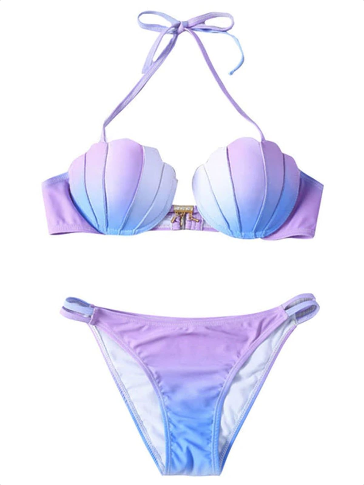 Womens Mermaid Seashell Two Piece Swimsuit - Pink / S - Womens Swimsuit