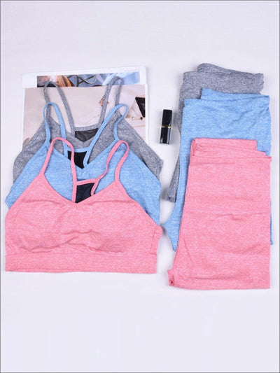 Womens Mesh Back Sports Bra Leggings Set (3 color Options) - Womens Activewear