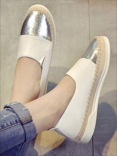 Womens Metallic Espadrille Slip On Shoes - Womens Shoes