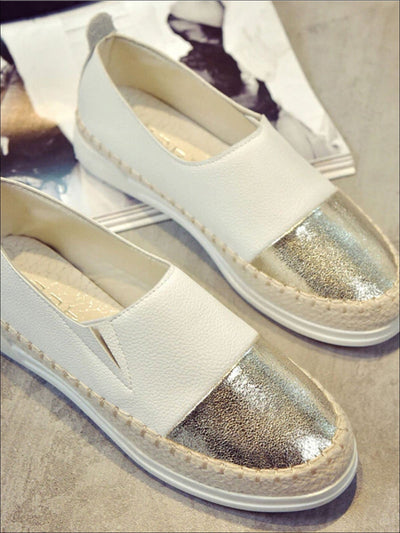 Womens Metallic Espadrille Slip On Shoes - Womens Shoes