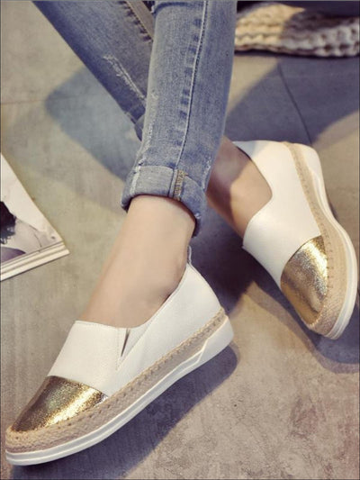 Womens Metallic Espadrille Slip On Shoes - Womens Shoes