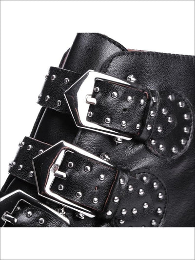 Womens Modern Synthetic Leather Rivet Ankle Boots - Womens Boots