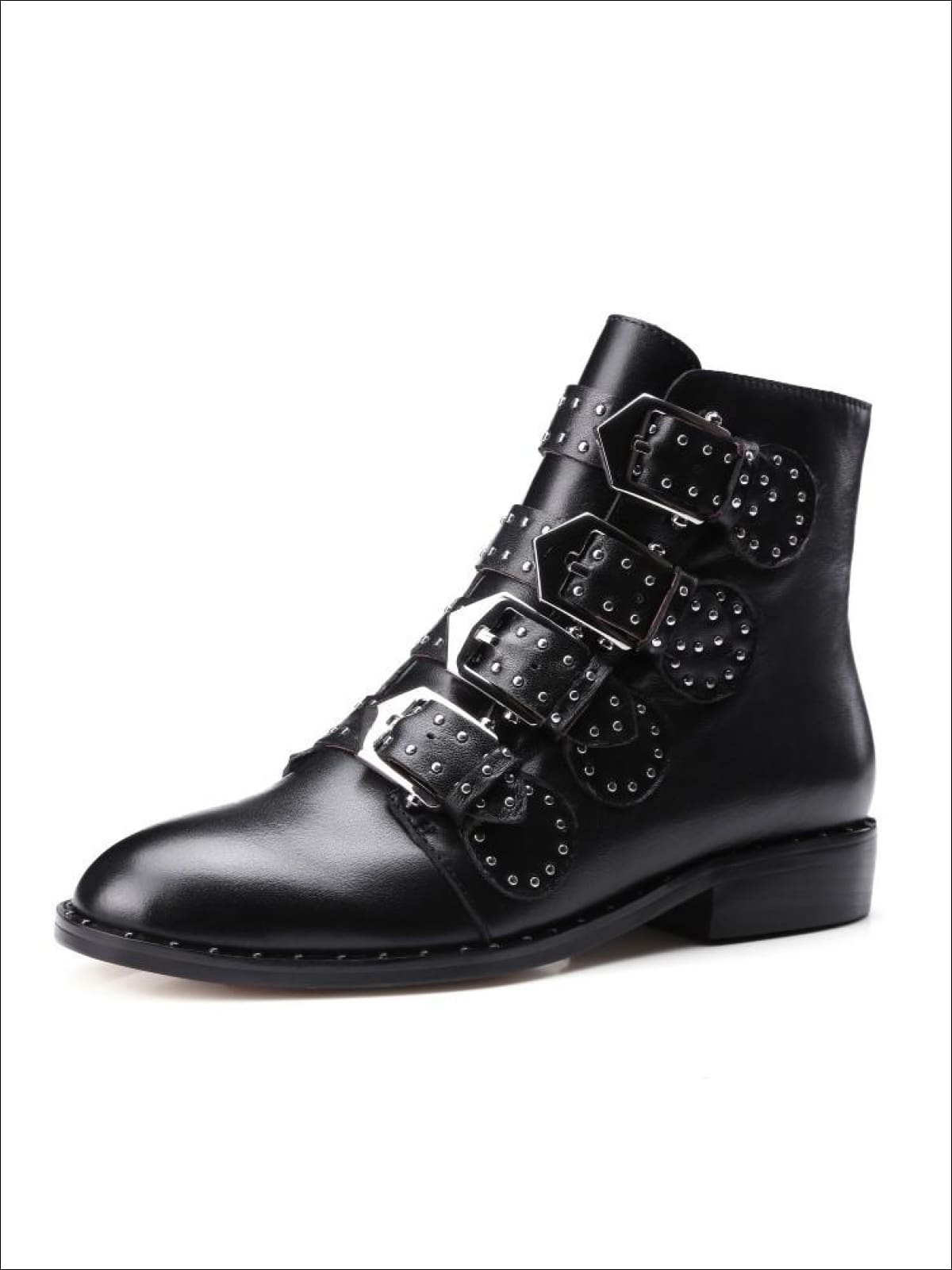 Womens Modern Synthetic Leather Rivet Ankle Boots - Womens Boots