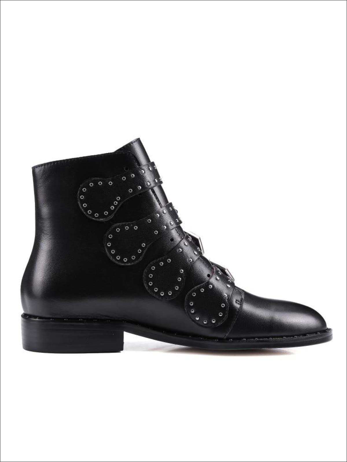 Womens Modern Synthetic Leather Rivet Ankle Boots - Womens Boots