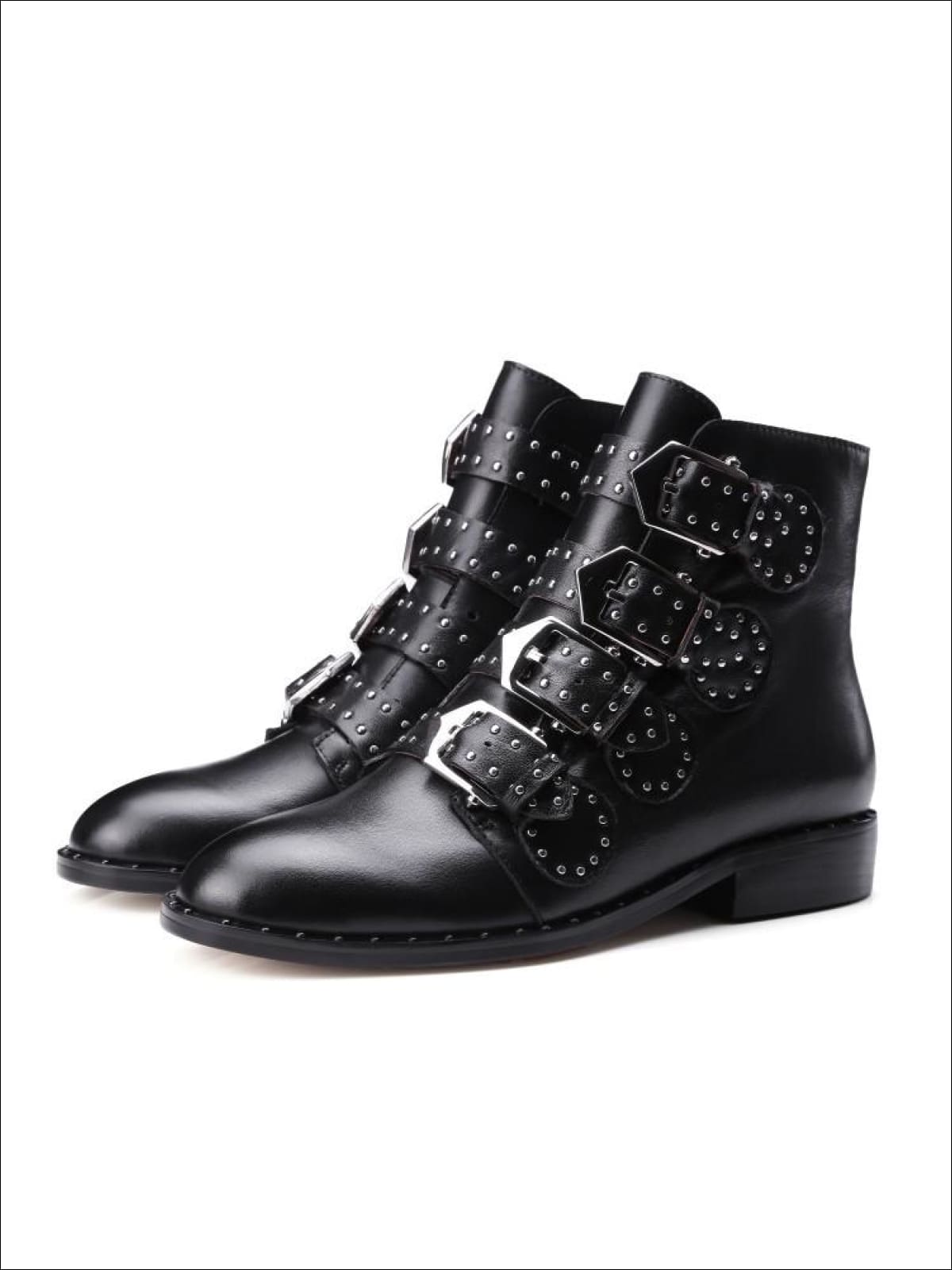 Womens Modern Synthetic Leather Rivet Ankle Boots - Womens Boots