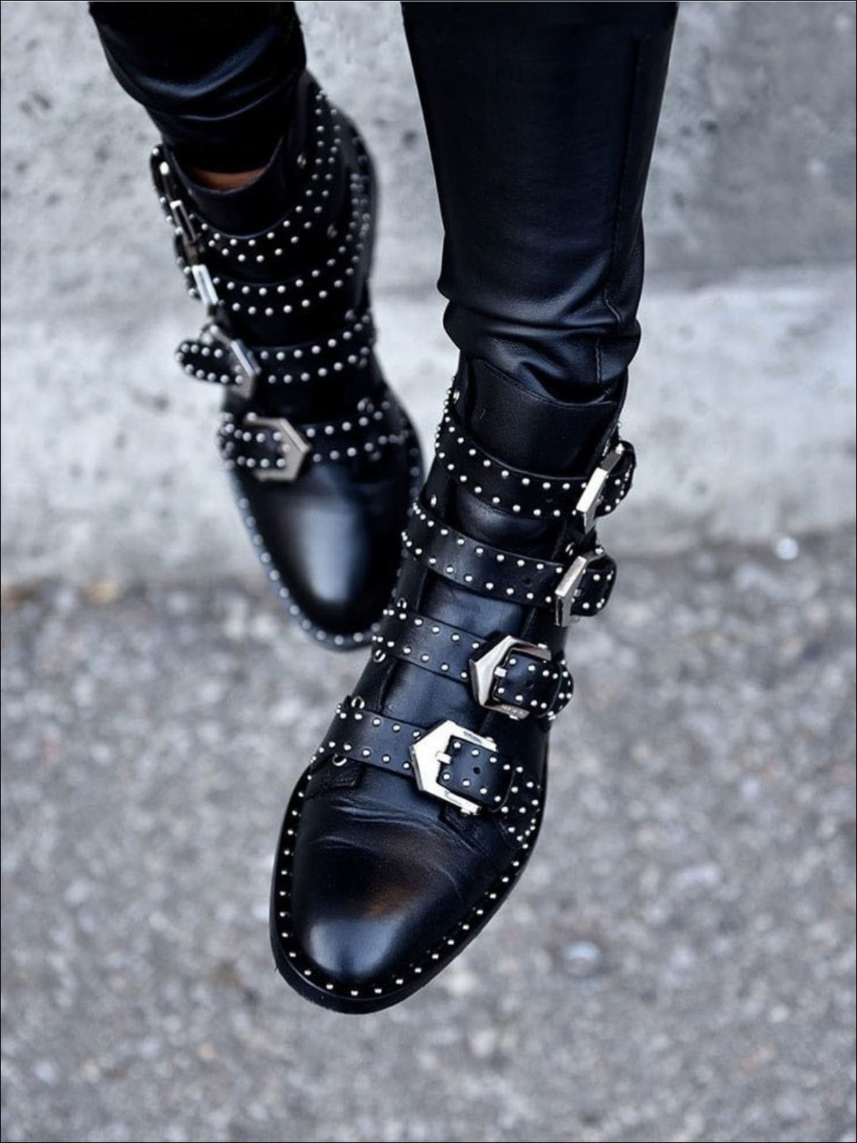 Womens Modern Synthetic Leather Rivet Ankle Boots - Womens Boots