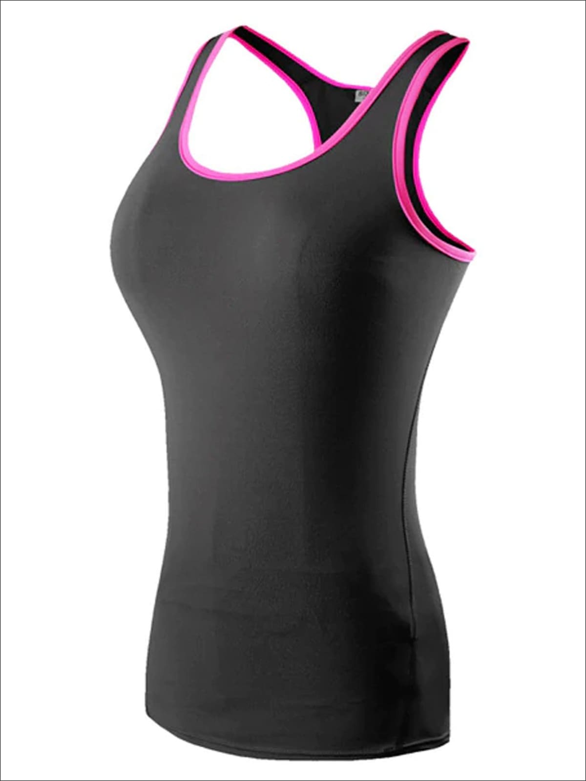 Womens Moisture-Wicking Racerback Active Top - Black/Pink / S - Womens Activewear