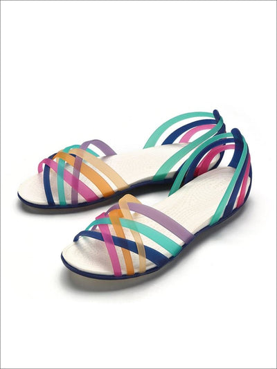 Womens Multicolor Open Toe Jelly Sandals - Navy / 5 - Womens Sandals
