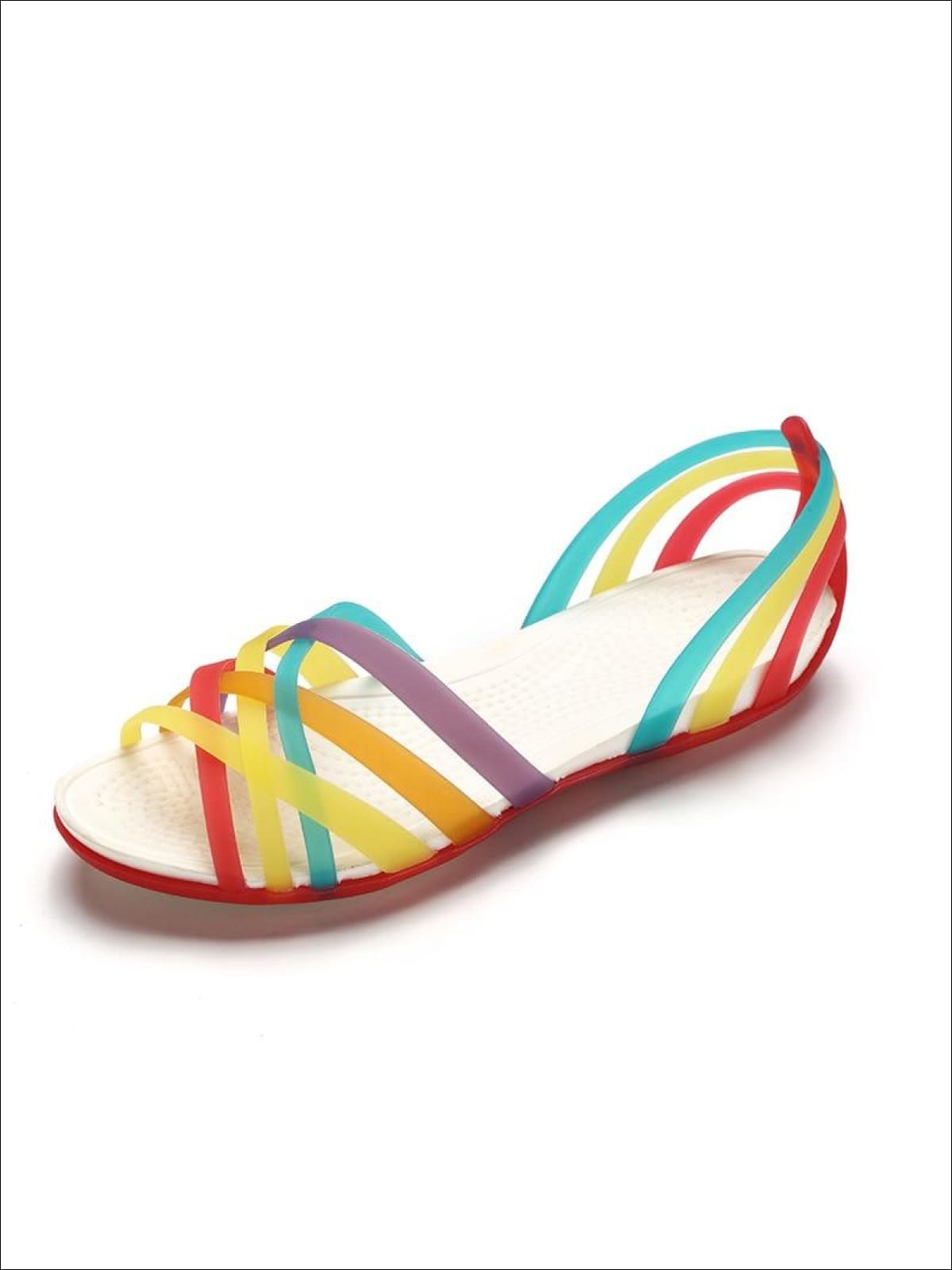 Womens Multicolor Open Toe Jelly Sandals - Red / 5 - Womens Sandals