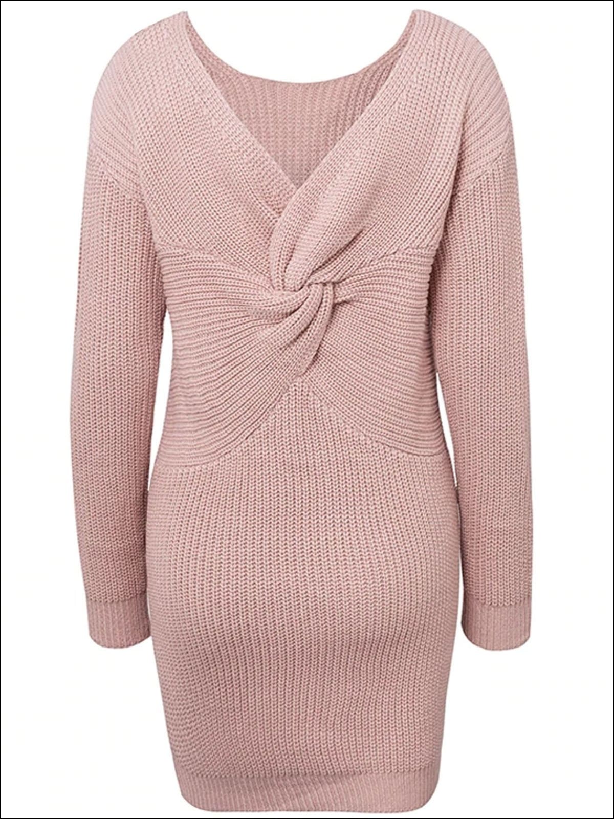 Womens Off The Shoulder Twisted Back Sweater Dress - Womens Fall Dresses