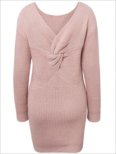 Womens Off The Shoulder Twisted Back Sweater Dress - Womens Fall Dresses