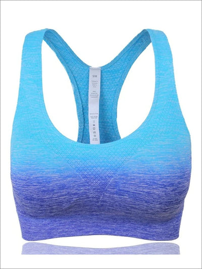 Womens Ombre Racerback Sports Bra - Blue / S - Womens Sports Bra