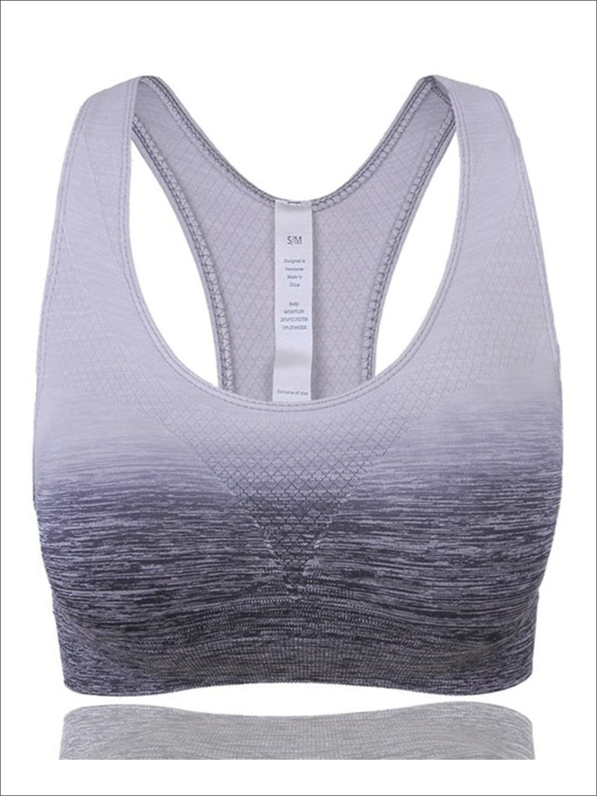 Womens Ombre Racerback Sports Bra - Gray / S - Womens Sports Bra