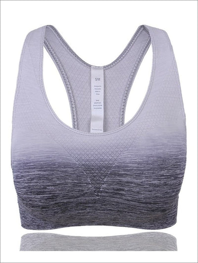 Womens Ombre Racerback Sports Bra - Gray / S - Womens Sports Bra