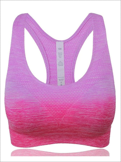 Womens Ombre Racerback Sports Bra - Pink / S - Womens Sports Bra