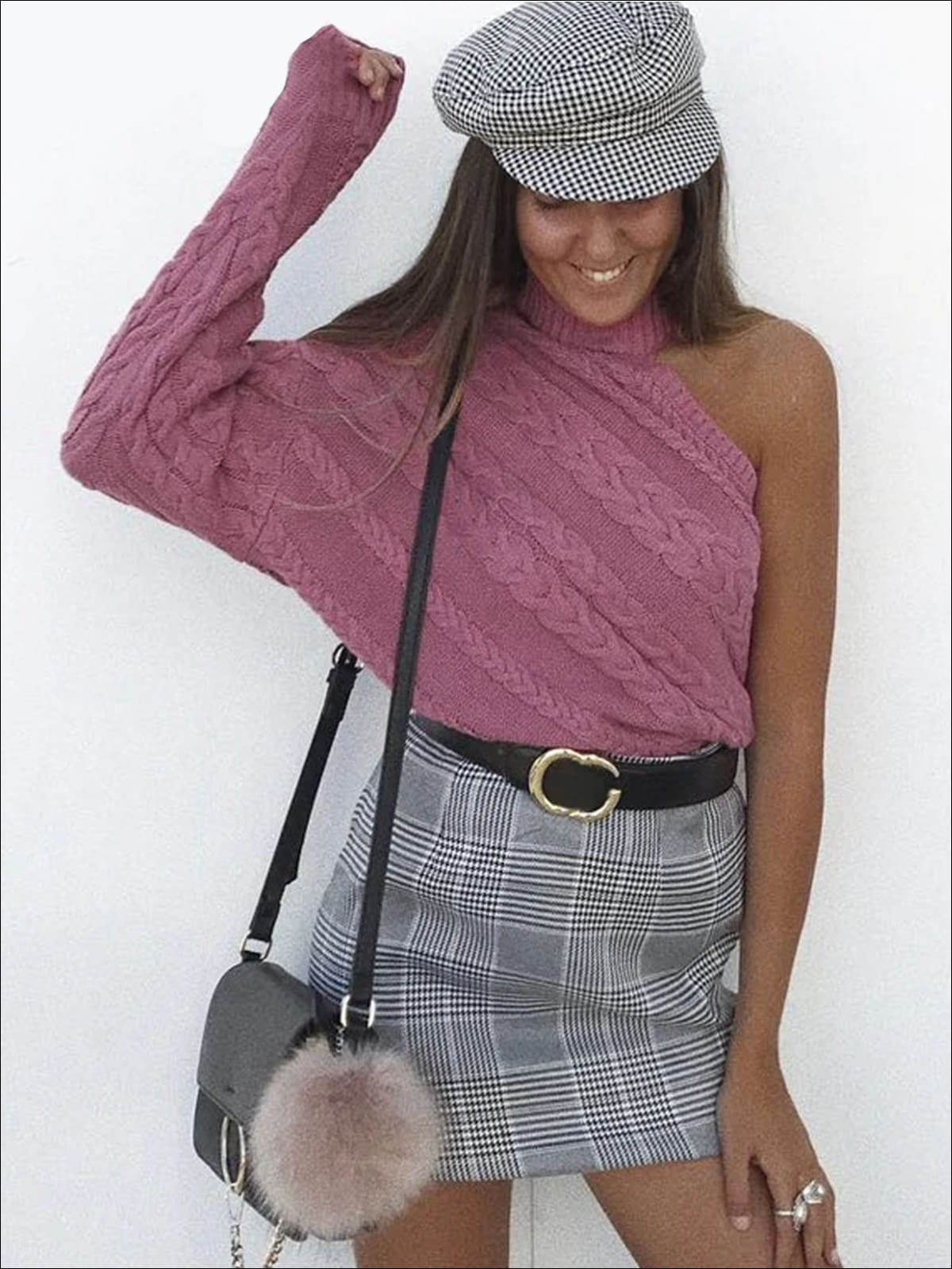 Womens One Shoulder Cable Knit Sweater - Womens Fall Sweaters