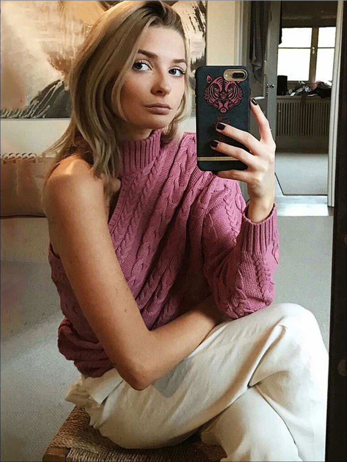 Womens One Shoulder Cable Knit Sweater - Womens Fall Sweaters