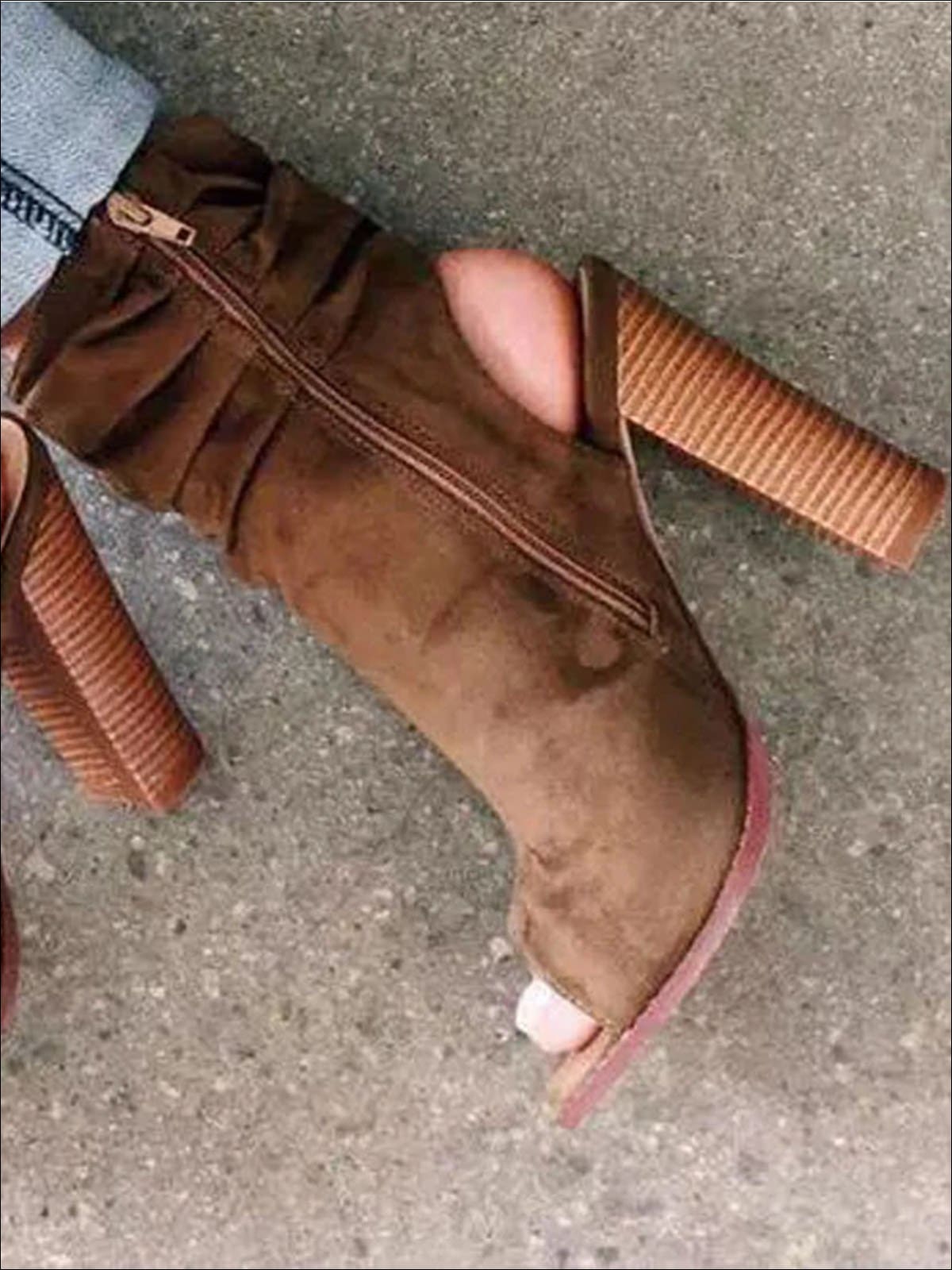 Womens Open Toe Block Heel Booties - Womens Shoes