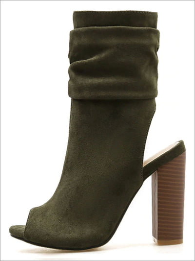 Womens Open Toe Block Heel Booties - Womens Shoes