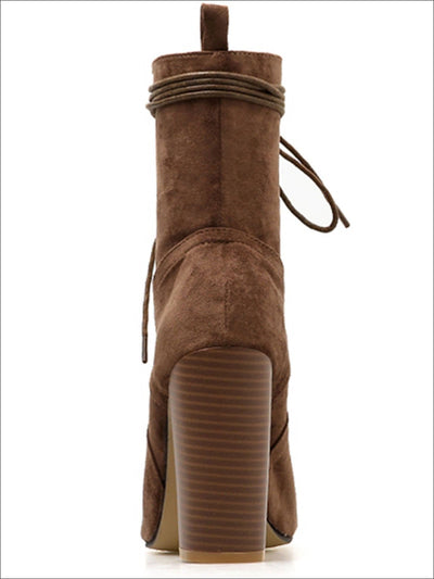 Womens Open Toe Lace Up High Heel Booties - Womens Shoes