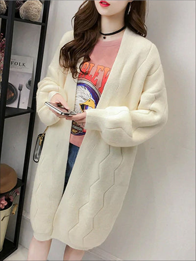 Womens Over-Sized Zig Zag Fall Cardigan ( 5 Color Options) - Beige / S - Womens Fall Outerwear