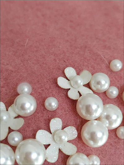 Womens Pearl Embellished Floral Applique Wool Beret - Womens Hats