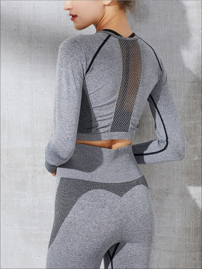 Womens Perforated Crop Top & High-Rise Leggings Set - Womens Activewear