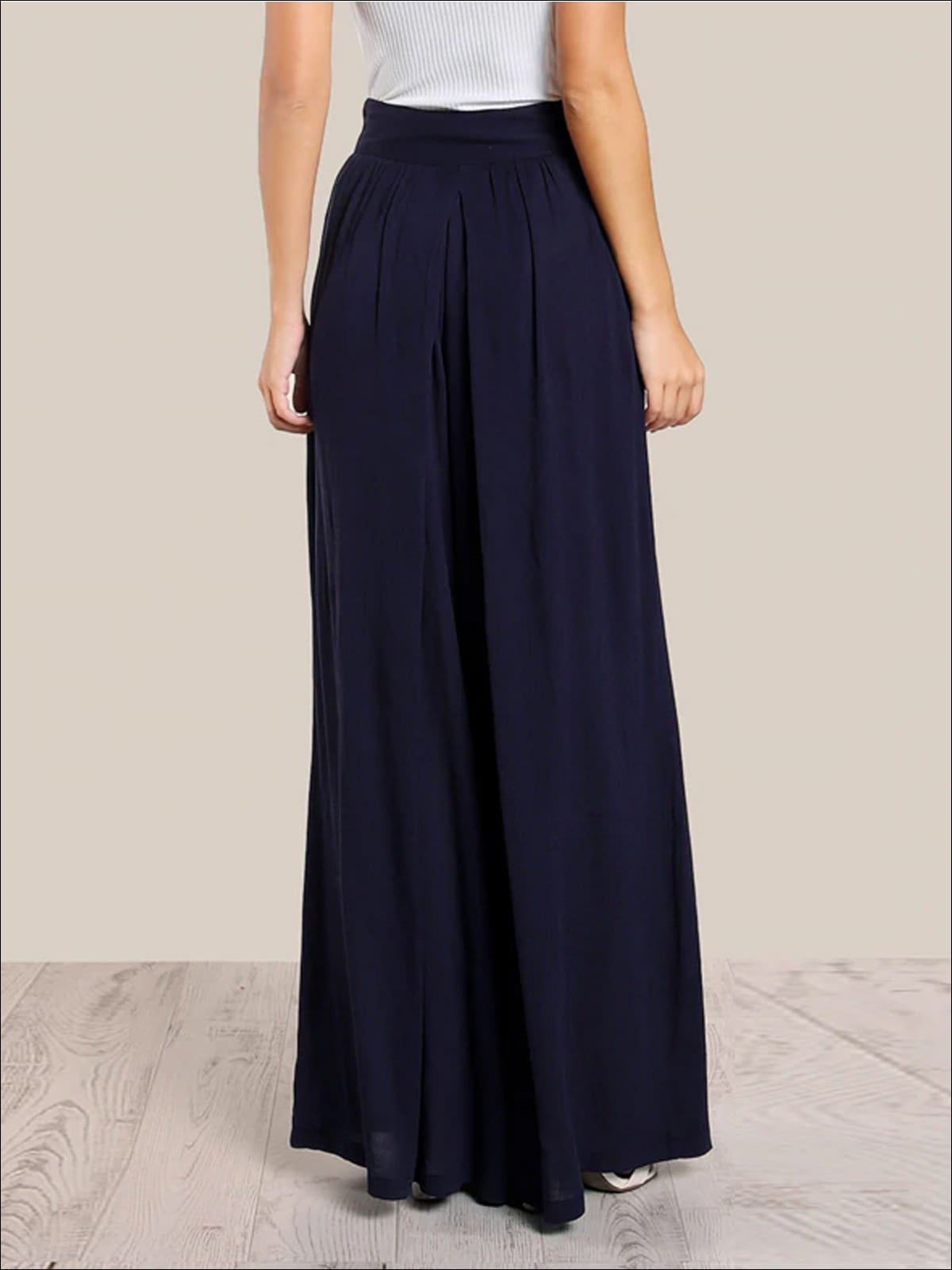 Womens Pleated High Waist Palazzo Pants - Womens Bottoms