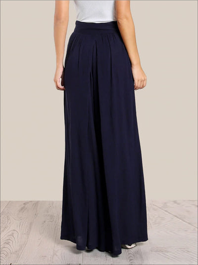 Womens Pleated High Waist Palazzo Pants - Womens Bottoms