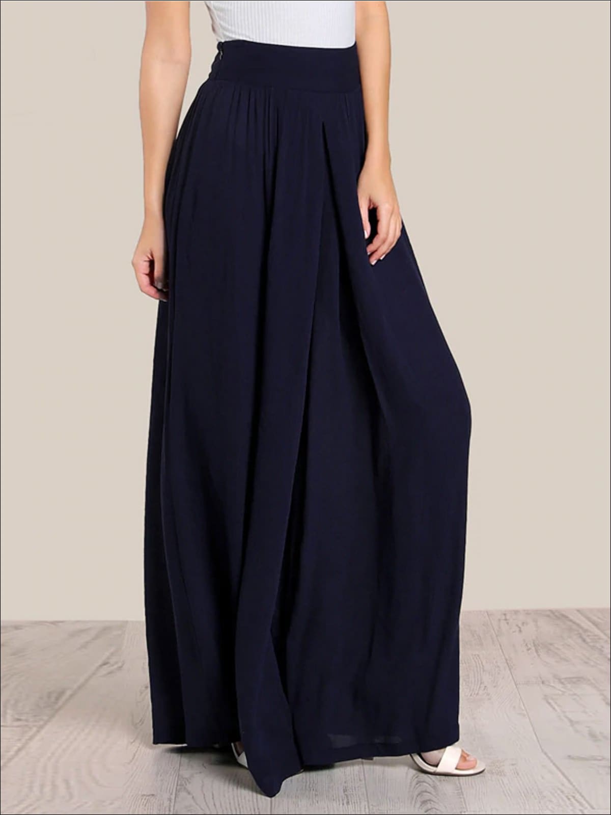 Womens Pleated High Waist Palazzo Pants - Womens Bottoms