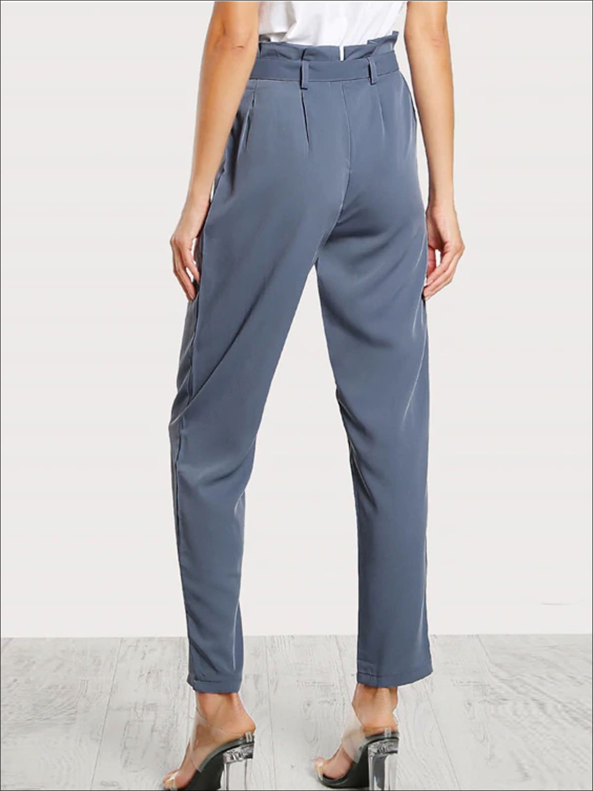 Womens Pleated Tailored Pants With Buckle Belt - Womens Bottoms