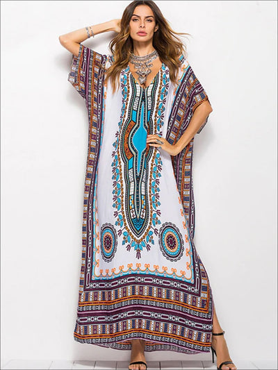 Womens Plus Size Kaftan Maxi Dress - Womens Dresses