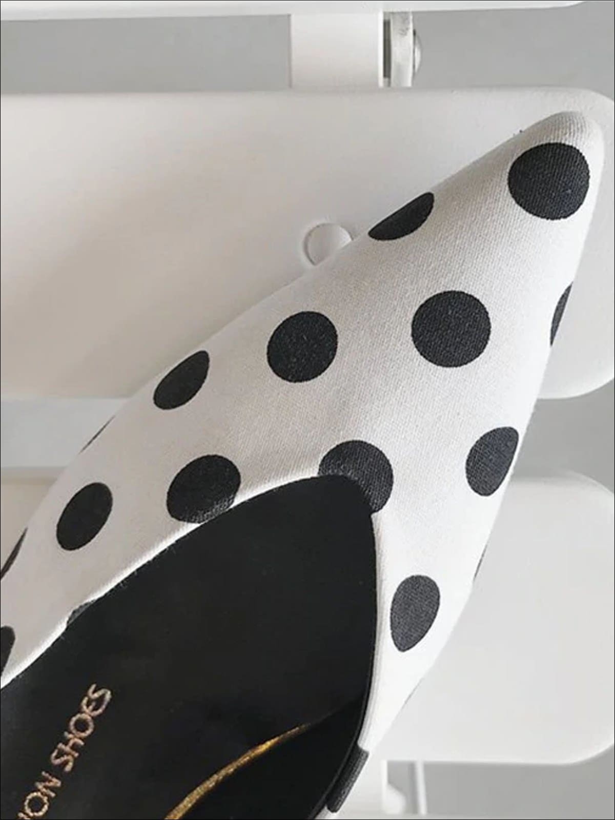 Womens Polka Dot Pointed Toe Mules with Mini Heel - Womens Shoes