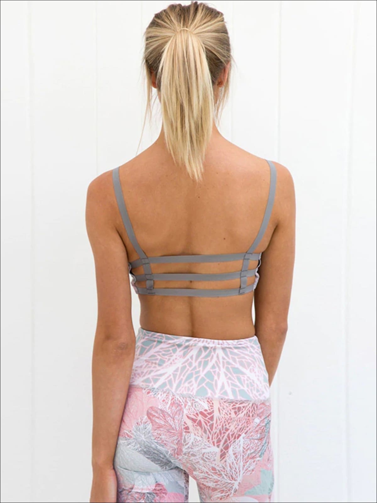 Womens Printed Caged Back Sports Bra & High-Rise Leggings Set - Womens Activewear